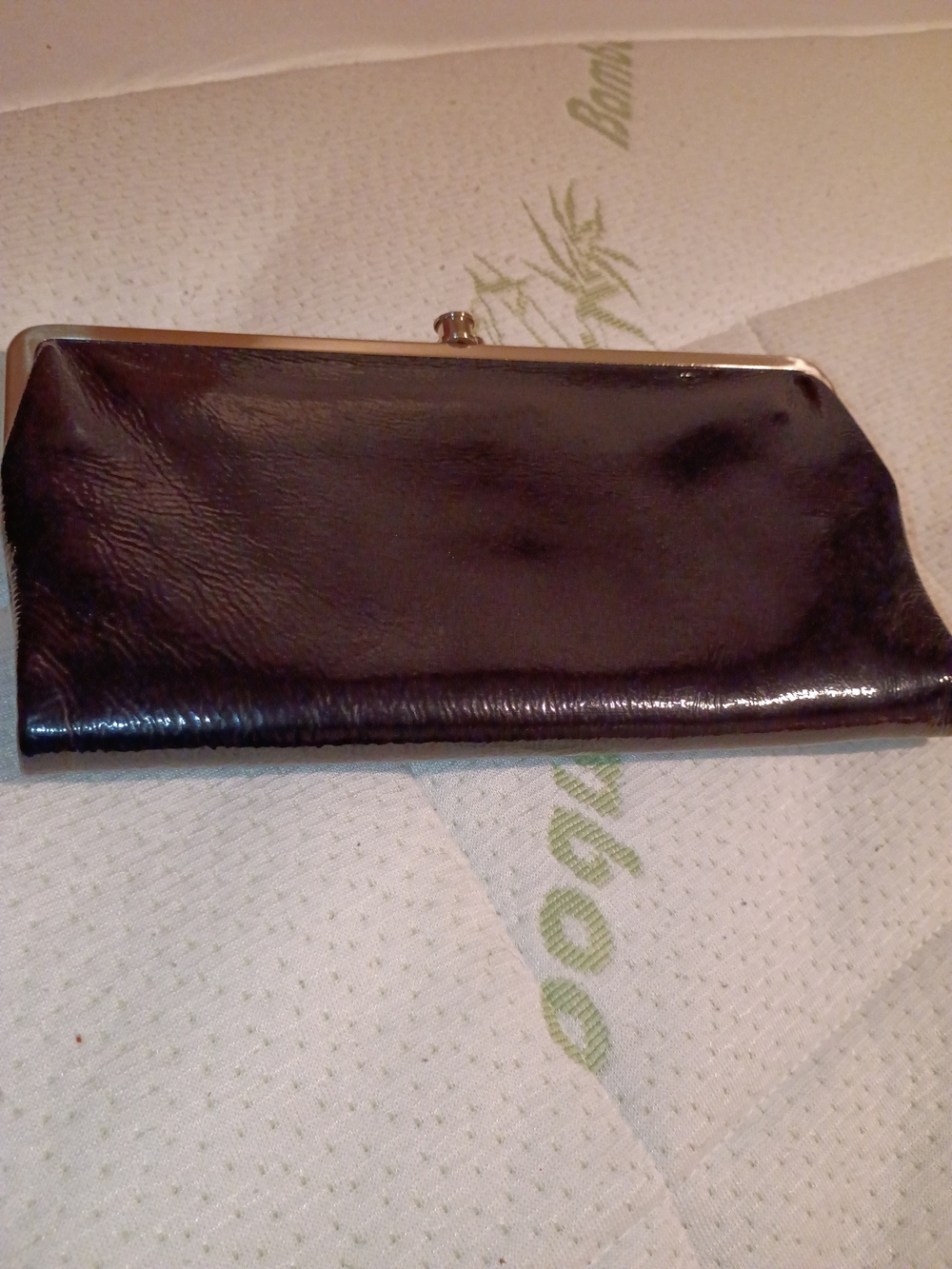 Hobo International Black Leather Frame Clutch Wallet GUC. OBO